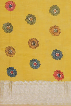 Image of Kalamkari Hand-Painted Mangalgiri Silk Saree