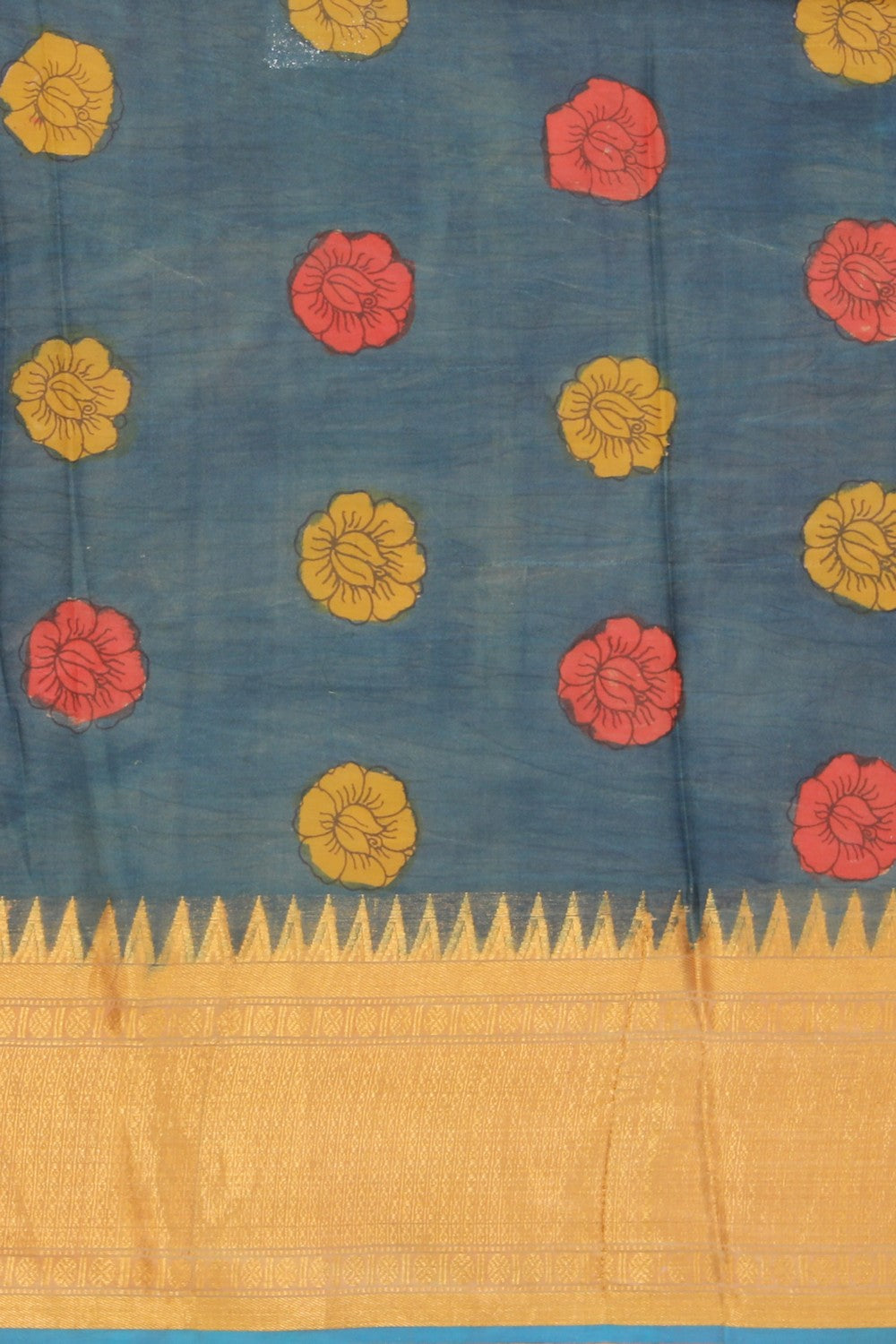 Kalamkari Hand-Painted Mangalgiri Silk Saree