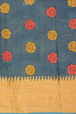 Image of Kalamkari Hand-Painted Mangalgiri Silk Saree