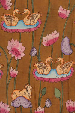 Image of Kalamkari Hand-Painted Mangalgiri Silk Saree