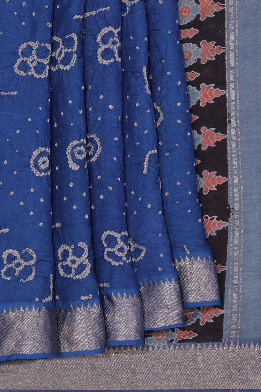 Bandhani Mangalgiri Silk Blue Saree