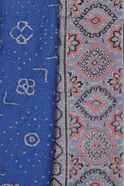 Image of Bandhani Mangalgiri Silk Blue Saree