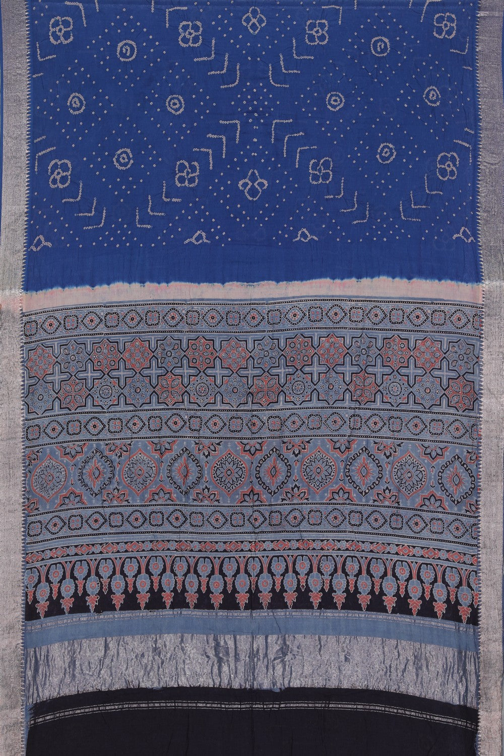 Bandhani Mangalgiri Silk Blue Saree