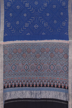 Image of Bandhani Mangalgiri Silk Blue Saree