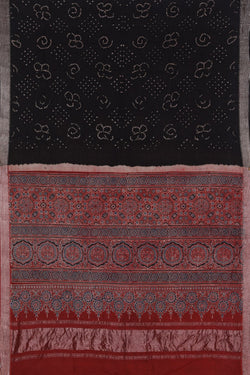 Image of Bandhani Mangalgiri Silk Black Saree