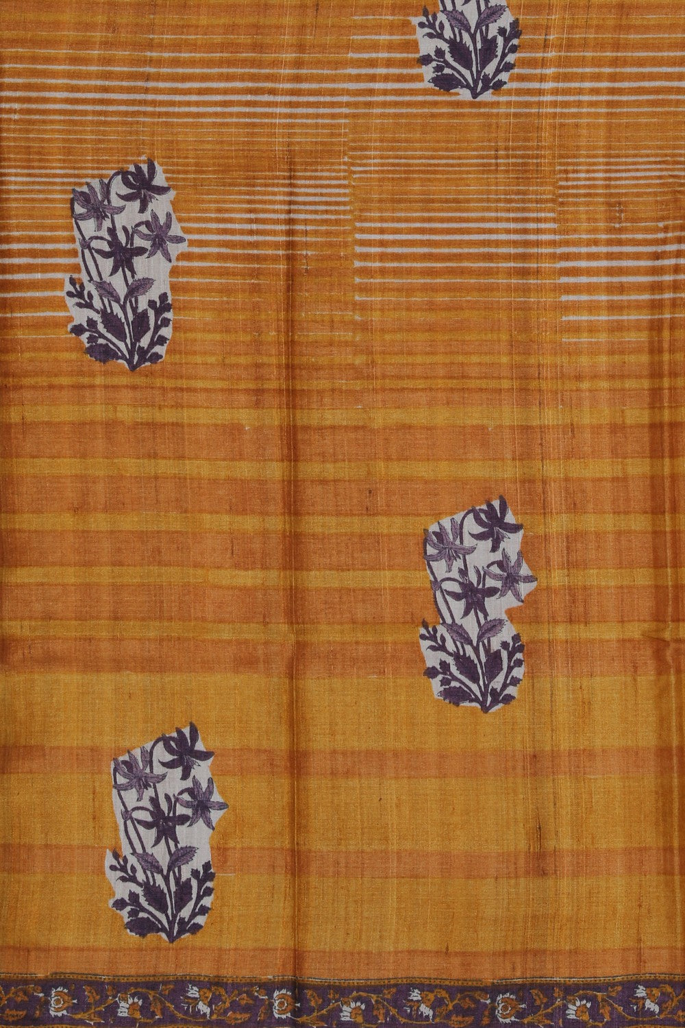 Bhagalpur Tussar Silk Mustard Saree