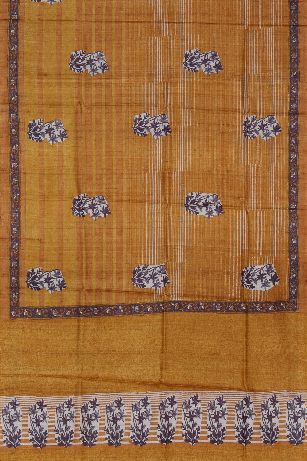 Bhagalpur Tussar Silk Mustard Saree