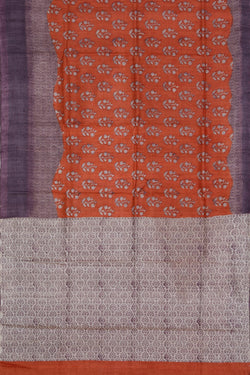 Image of Bhagalpur Tussar Silk Orange Saree