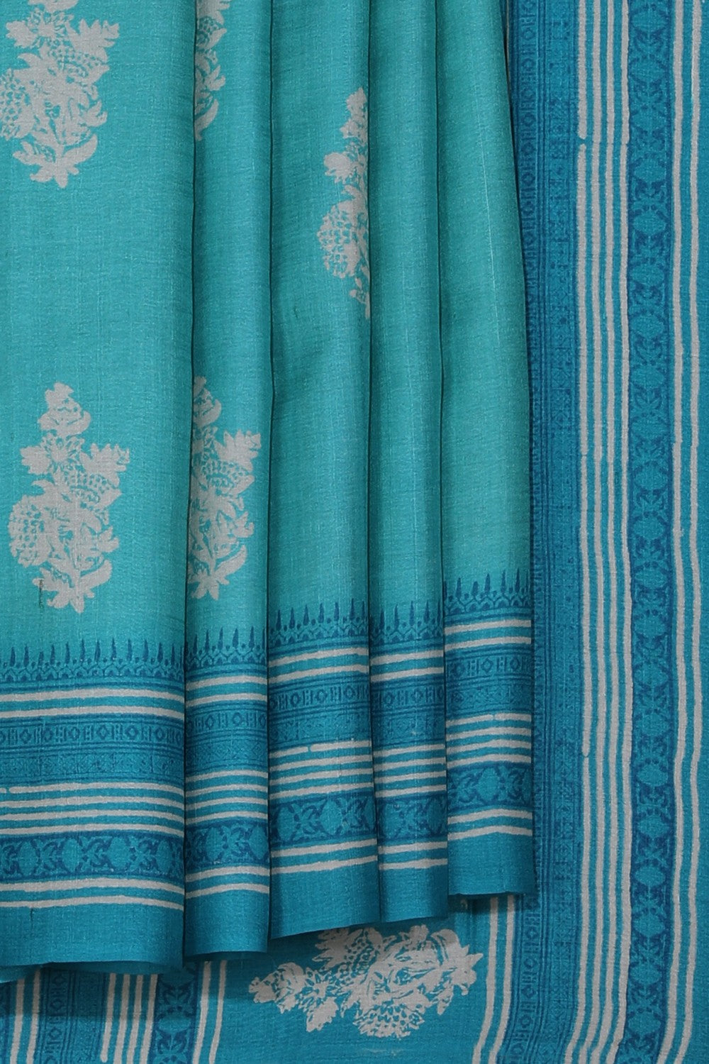 Bhagalpur Tussar Silk Sky Blue Saree