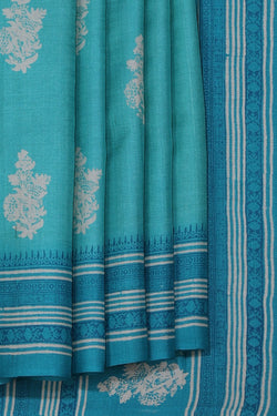 Image of Bhagalpur Tussar Silk Sky Blue Saree