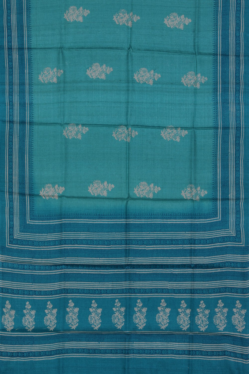 Bhagalpur Tussar Silk Sky Blue Saree