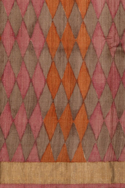 Image of Bhagalpur Tussar Silk Orange Saree