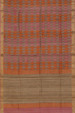 Image of Bhagalpur Tussar Silk Orange Saree