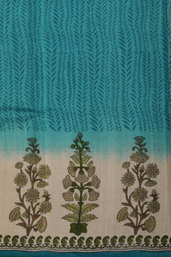 Image of Bhagalpur Tussar Silk Teal Blue Saree