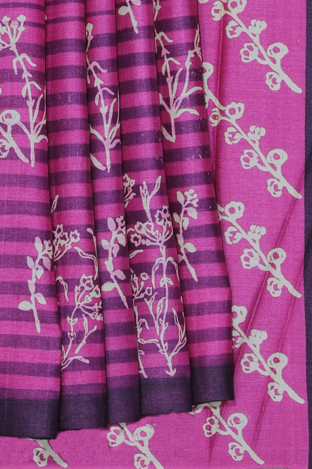 Bhagalpur Tussar Silk Pink Saree