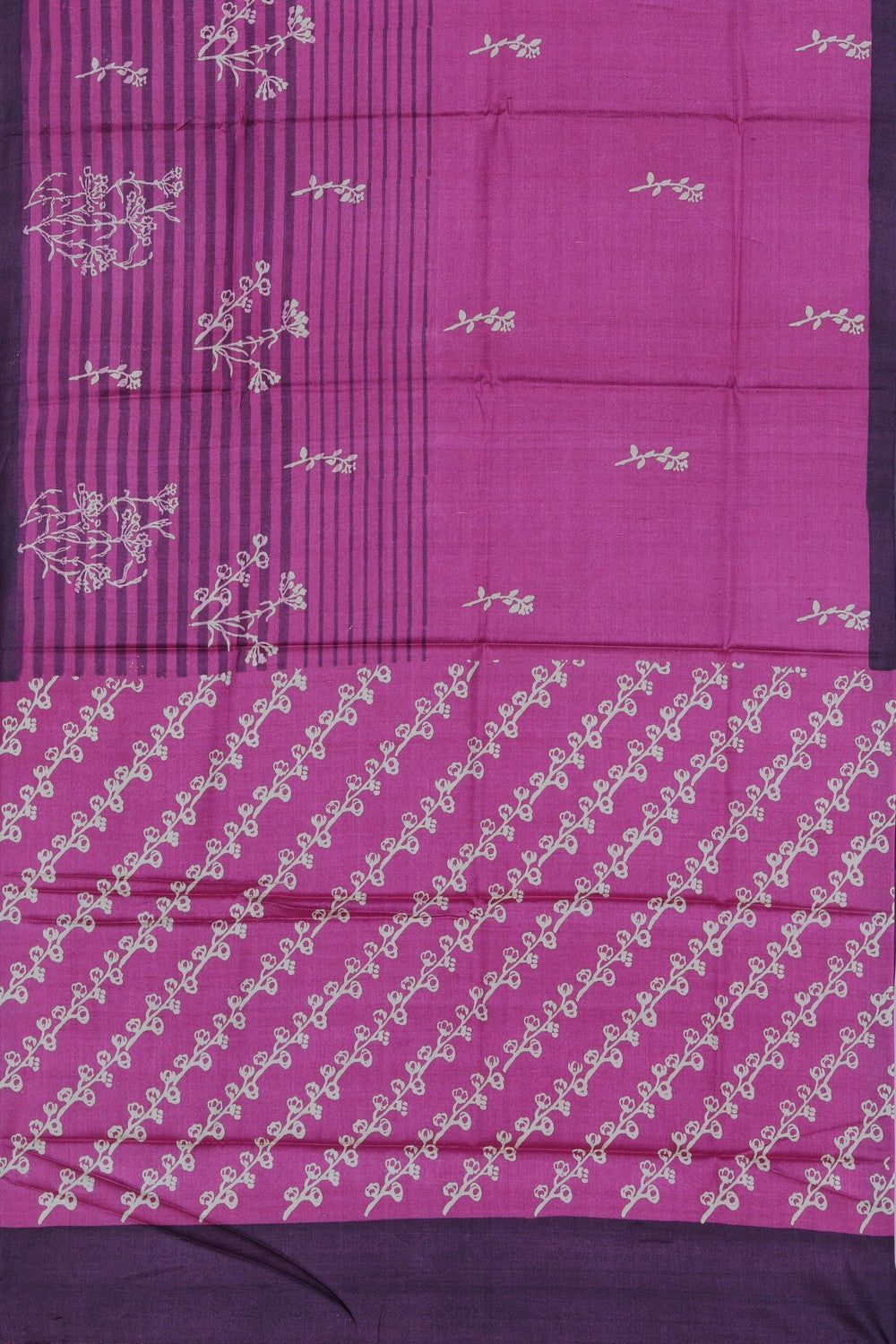 Bhagalpur Tussar Silk Pink Saree