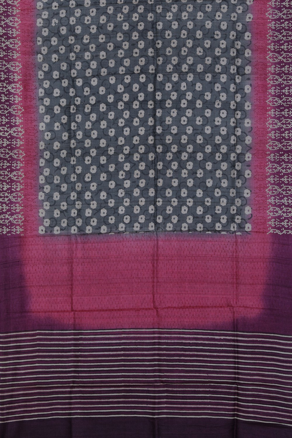 Bhagalpur Tussar Silk Grey Saree