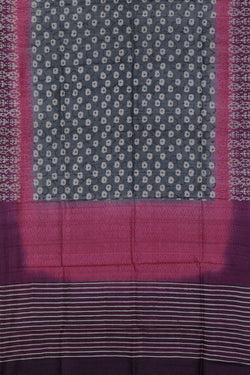 Image of Bhagalpur Tussar Silk Grey Saree