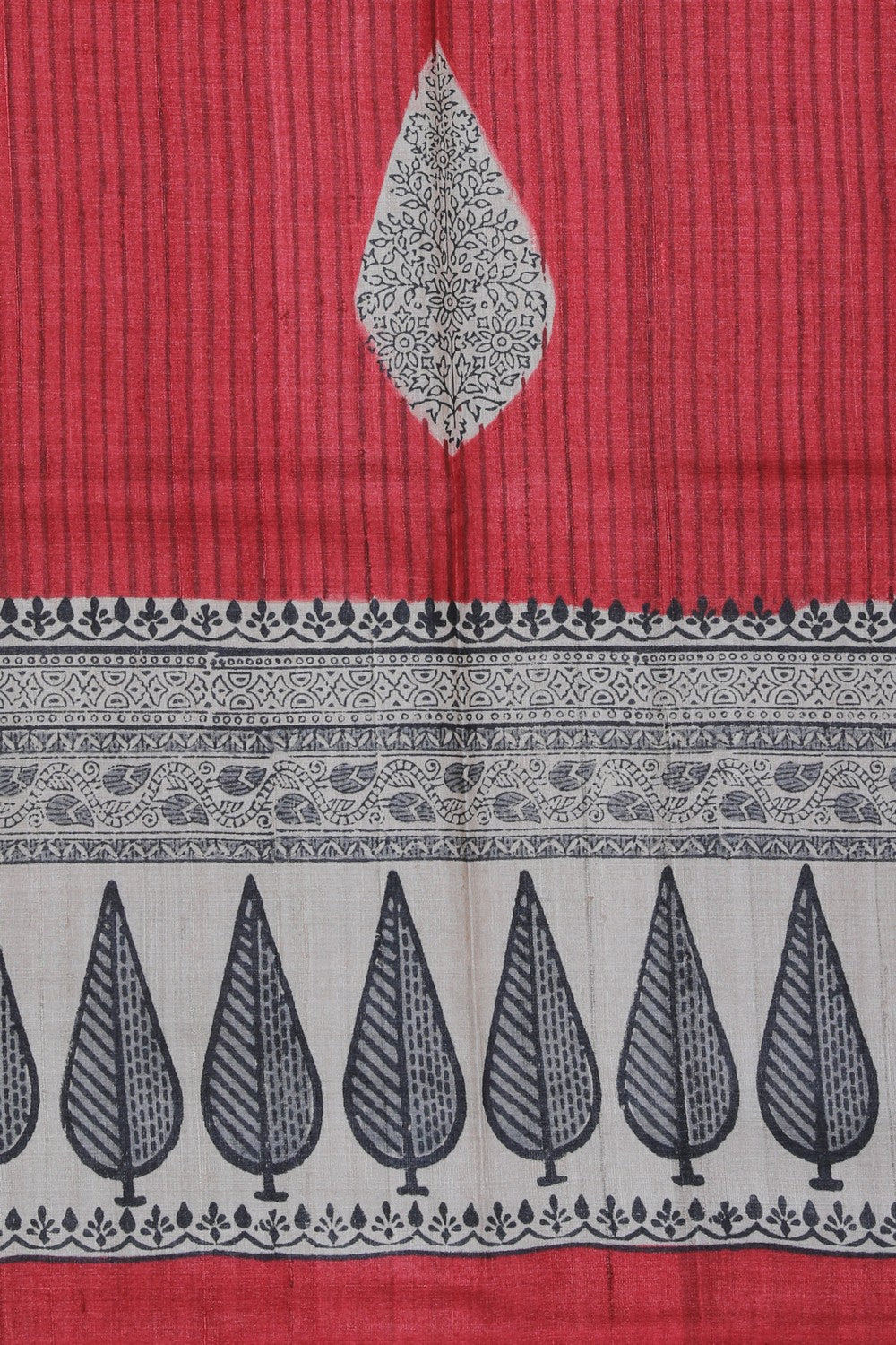 Bhagalpur Tussar Silk Red Saree