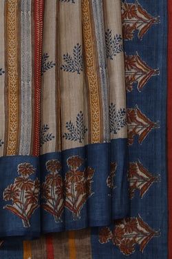 Image of Bhagalpur Tussar Silk Beige Saree