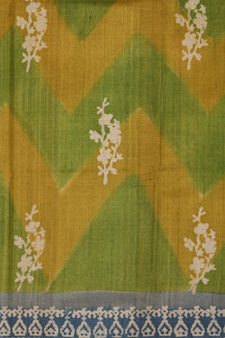 Image of Bhagalpur Tussar Silk Green Saree