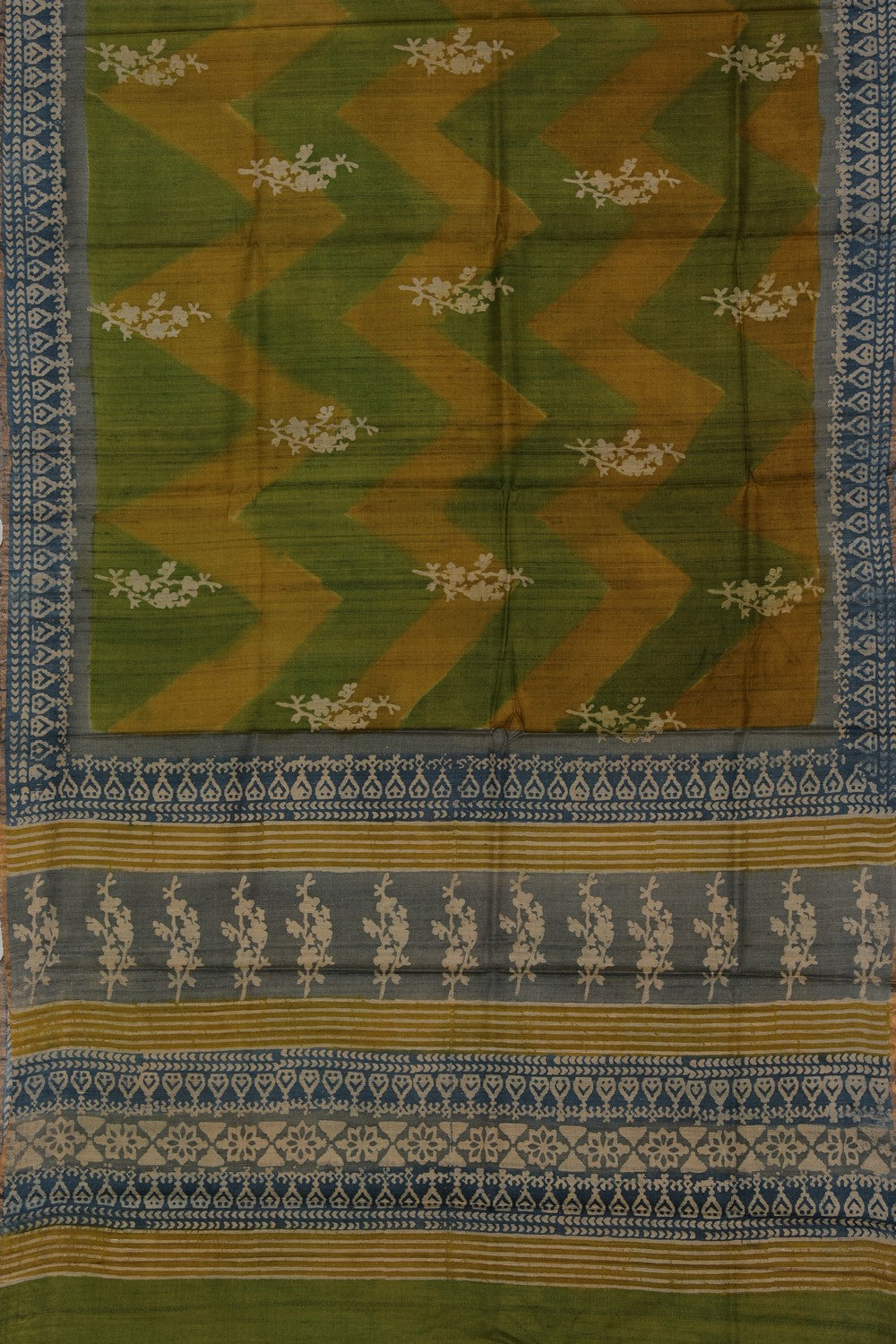 Bhagalpur Tussar Silk Green Saree