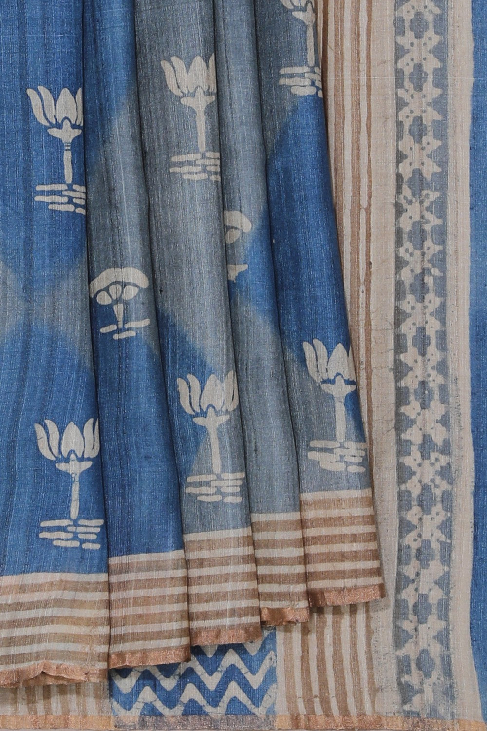 Bhagalpur Tussar Silk Blue Saree