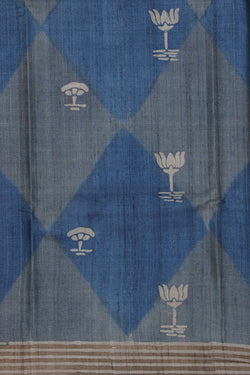 Image of Bhagalpur Tussar Silk Blue Saree