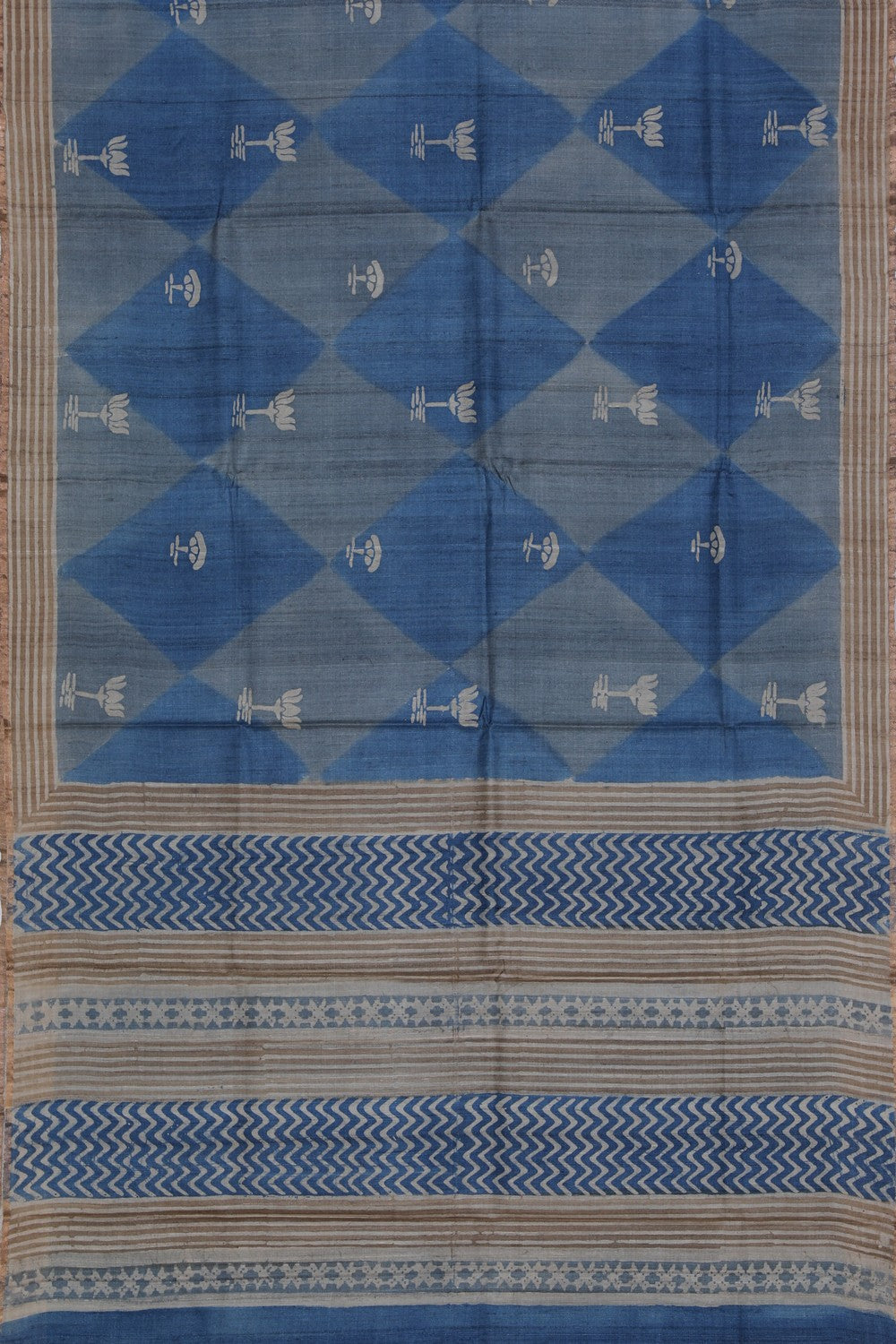 Bhagalpur Tussar Silk Blue Saree