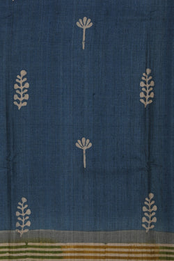 Image of Bhagalpur Tussar Silk Teal Blue Saree