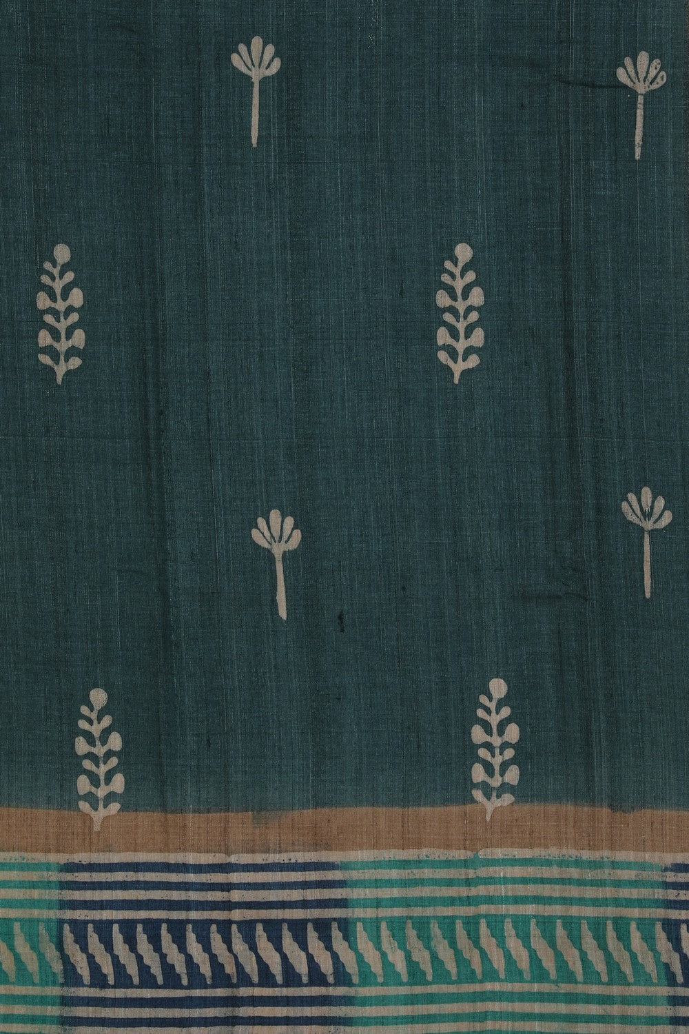 Bhagalpur Tussar Silk Teal Green Saree