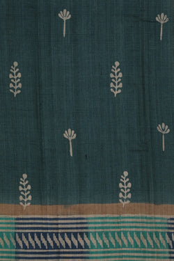 Image of Bhagalpur Tussar Silk Teal Green Saree