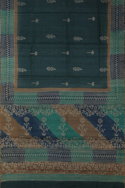 Image of Bhagalpur Tussar Silk Teal Green Saree