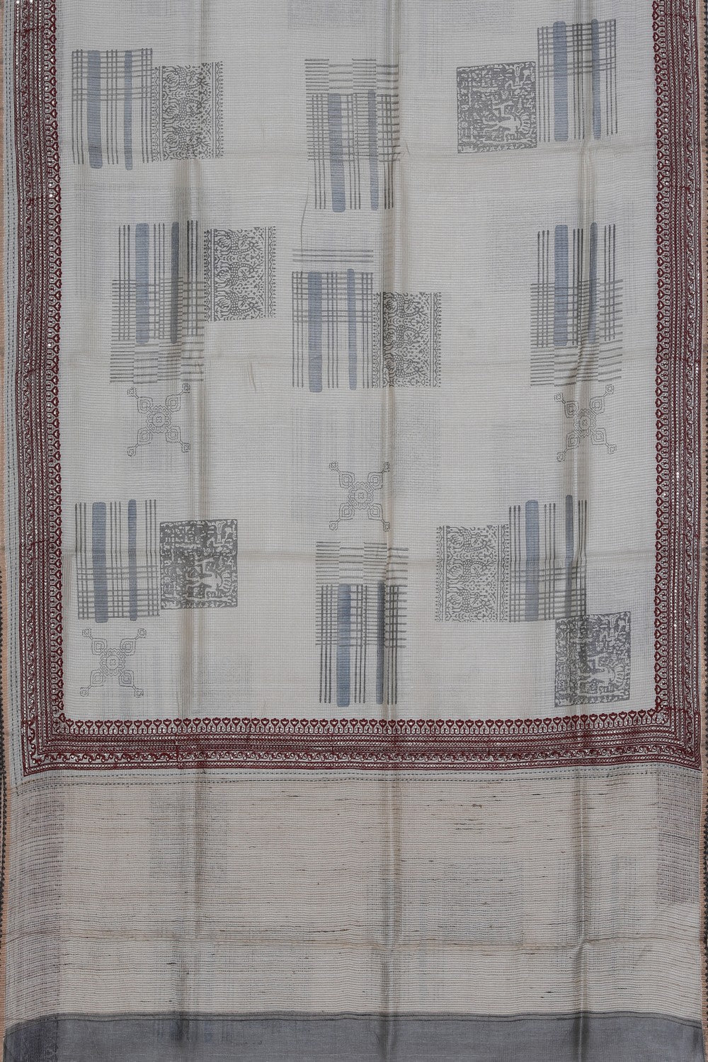 Bhagalpur Silk Off-White Saree