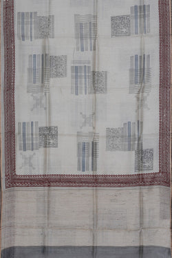 Image of Bhagalpur Silk Off-White Saree