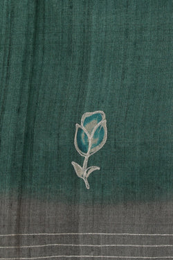 Image of Bhagalpur Tussar Silk Green Saree