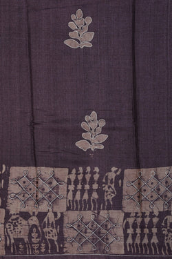 Image of Bhagalpur Tussar Silk Purple Saree