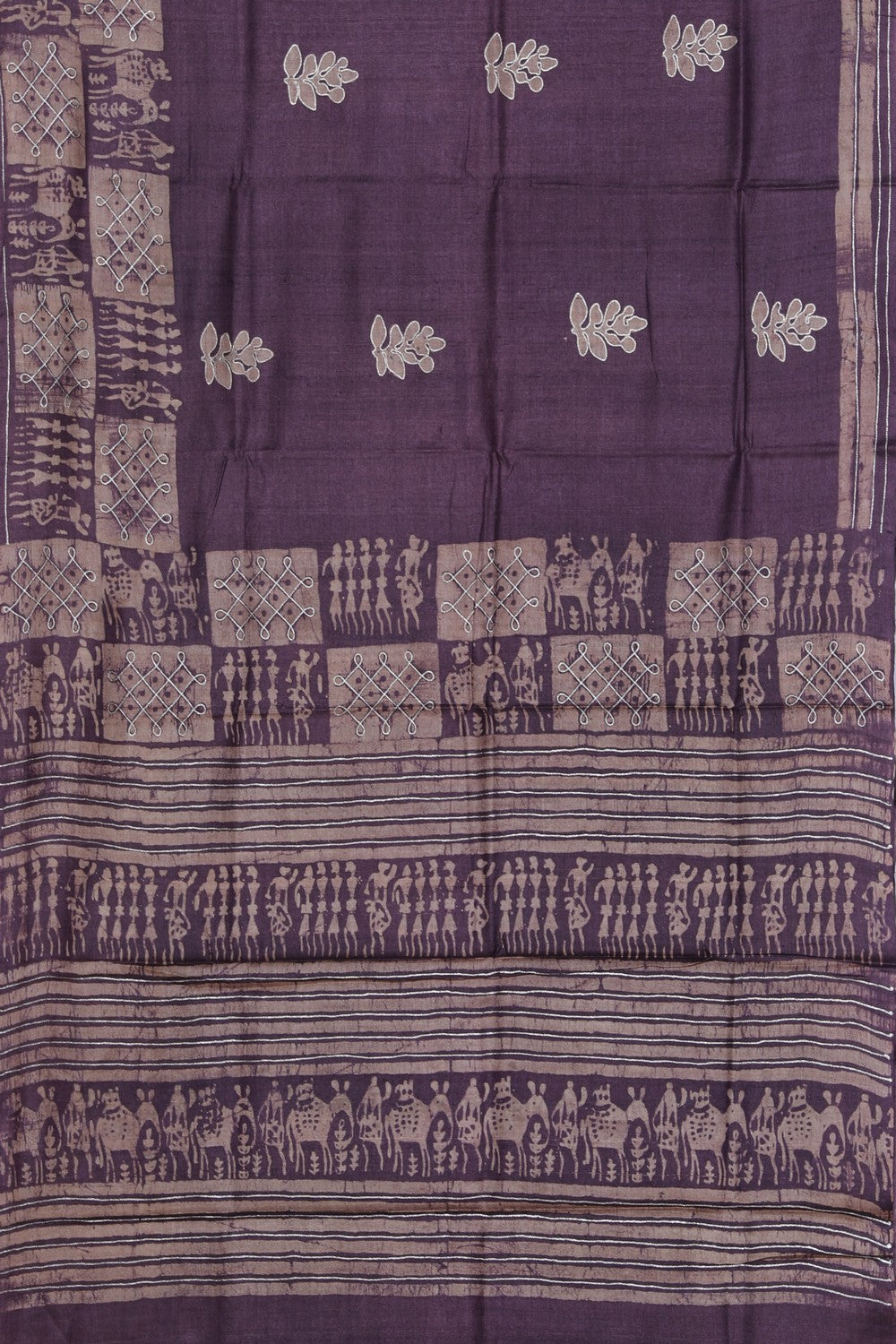 Bhagalpur Tussar Silk Purple Saree