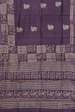 Image of Bhagalpur Tussar Silk Purple Saree