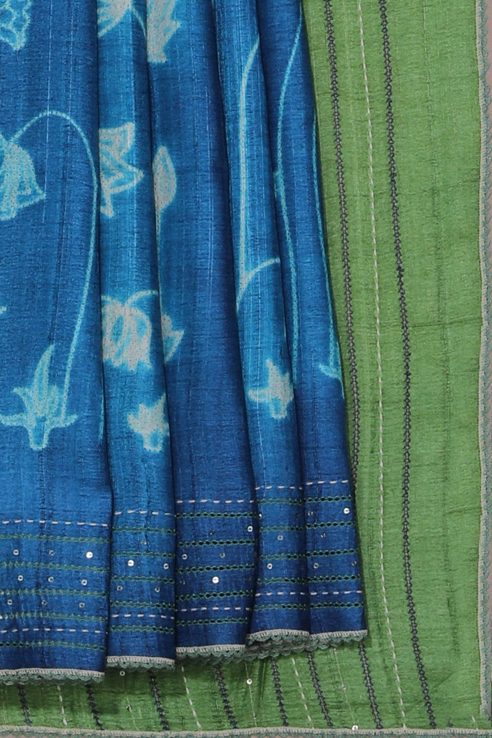 Bhagalpur Tussar Silk Blue Saree