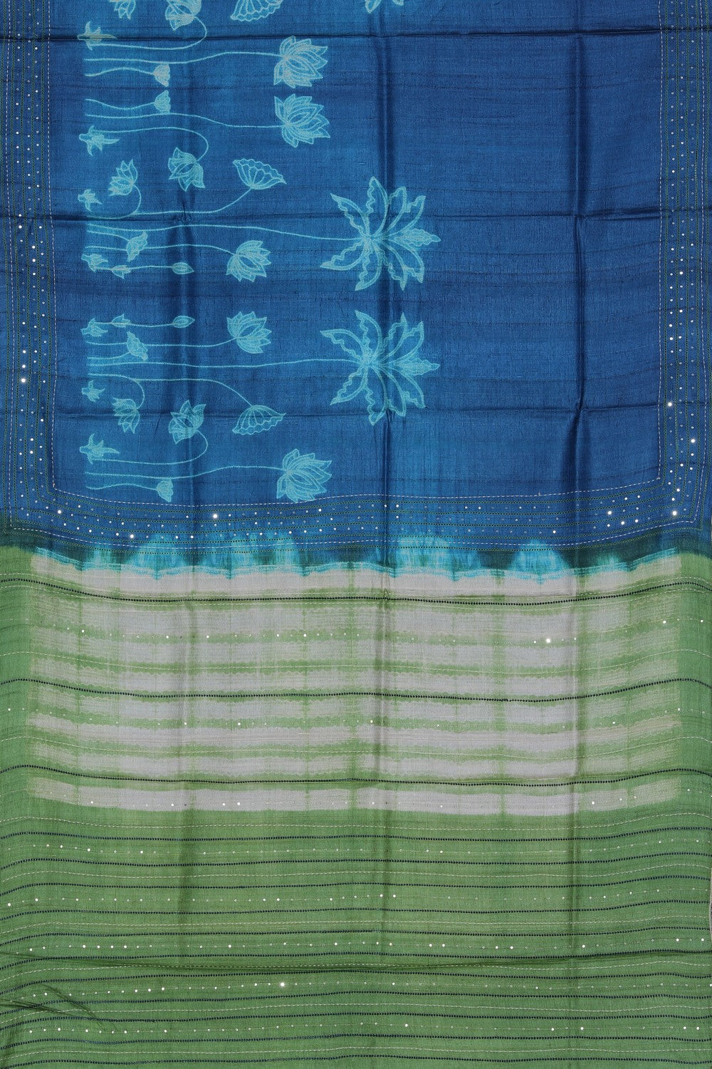 Bhagalpur Tussar Silk Blue Saree