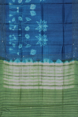 Image of Bhagalpur Tussar Silk Blue Saree