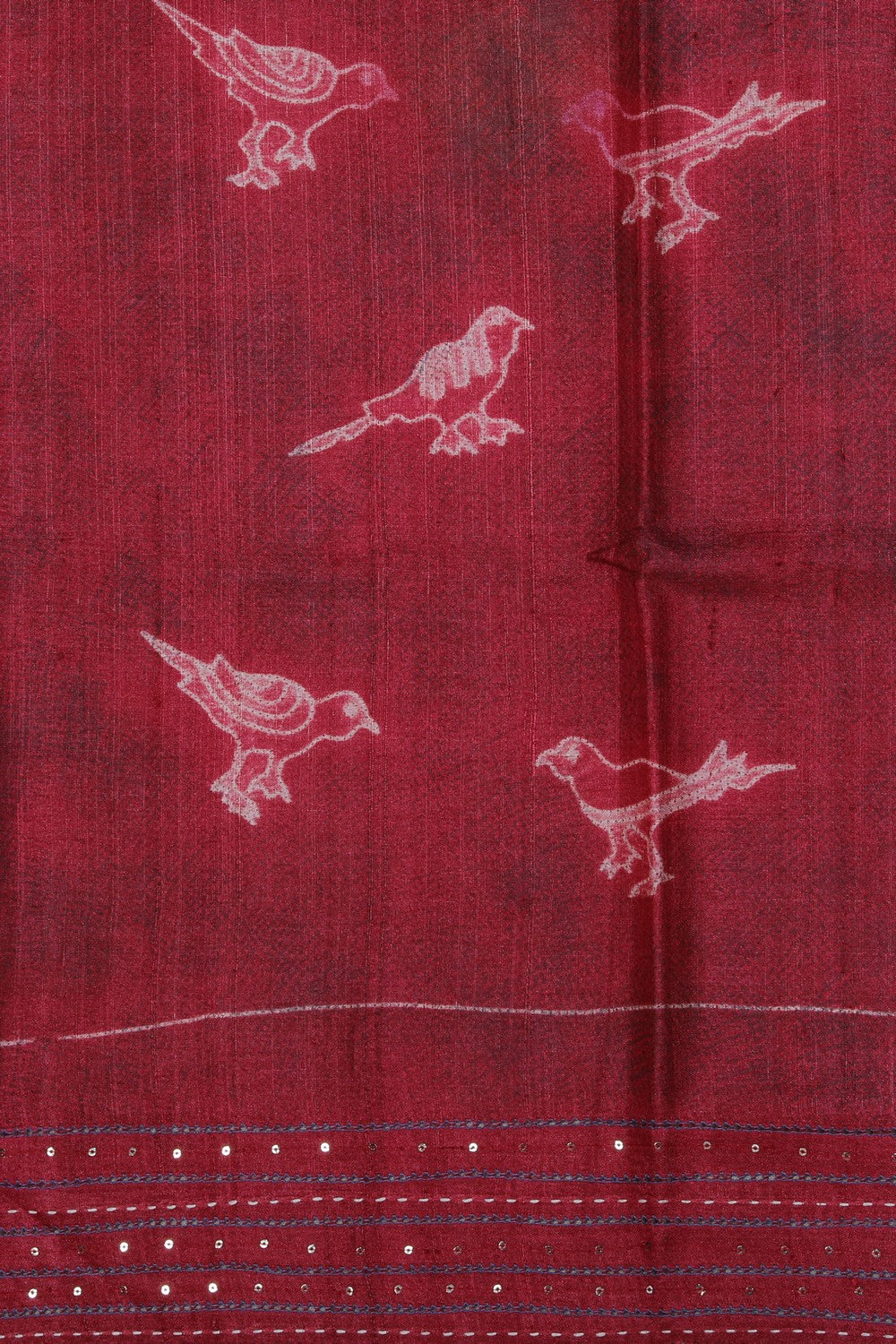 Bhagalpur Tussar Silk Red Saree