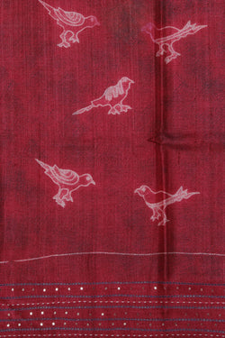 Image of Bhagalpur Tussar Silk Red Saree