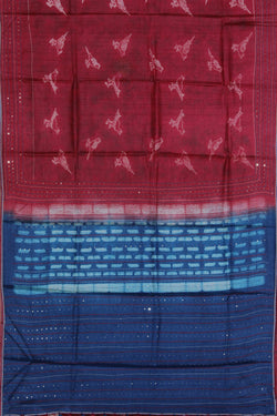 Image of Bhagalpur Tussar Silk Red Saree