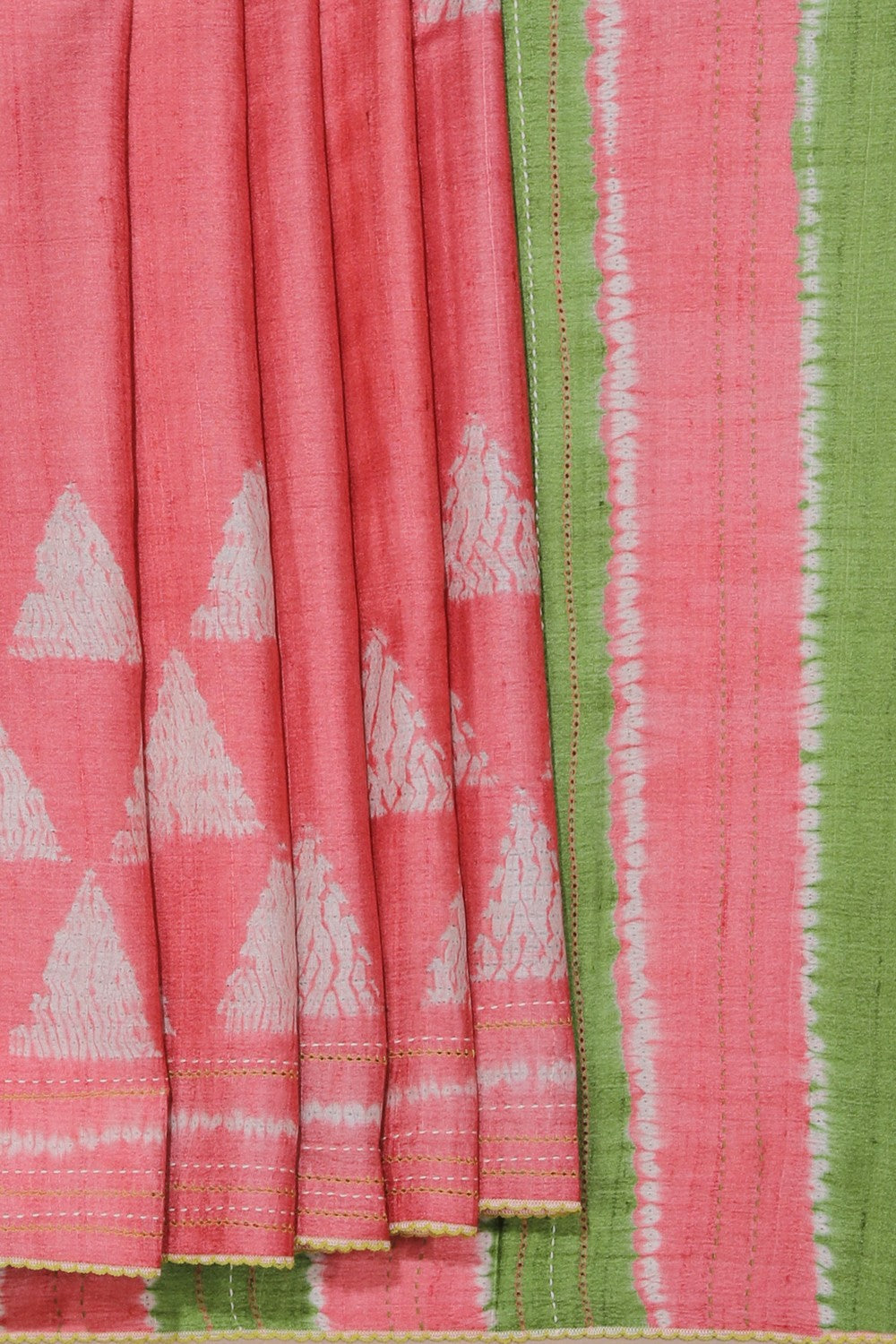 Bhagalpur Tussar Silk Pink Saree