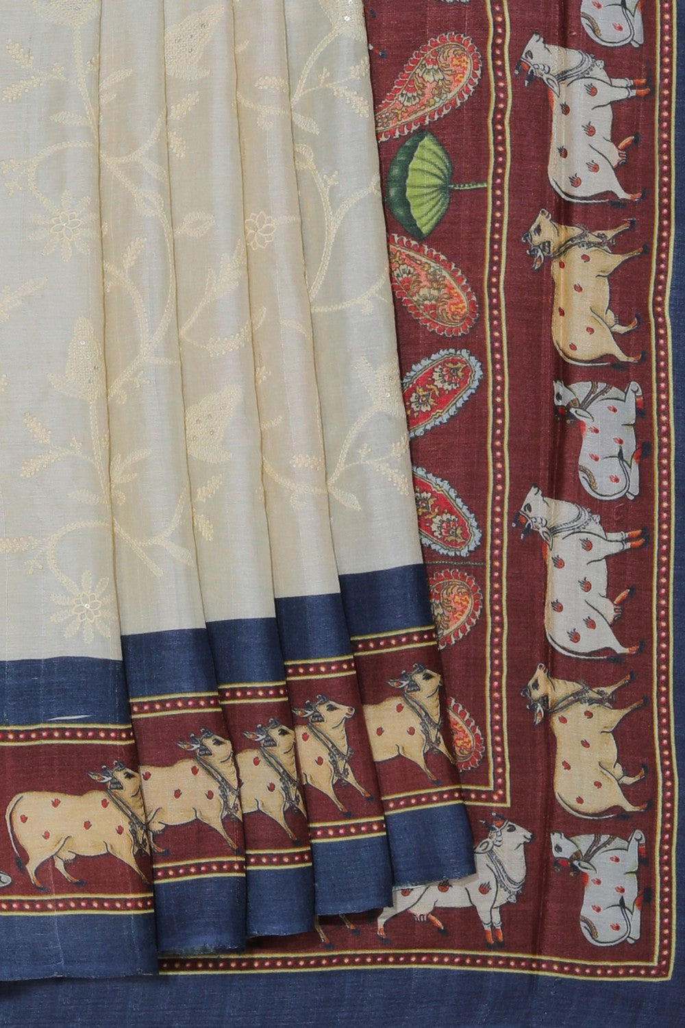 Bhagalpur Silk Off-White Saree