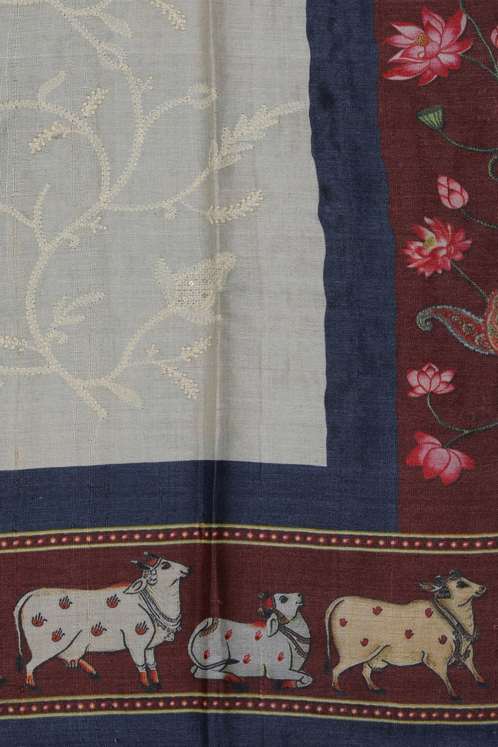 Bhagalpur Silk Off-White Saree