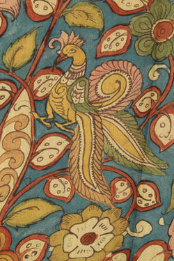 Image of Kalamkari Blue Saree