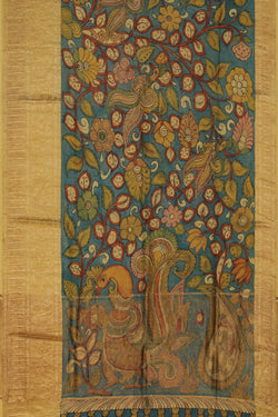 Image of Kalamkari Blue Saree